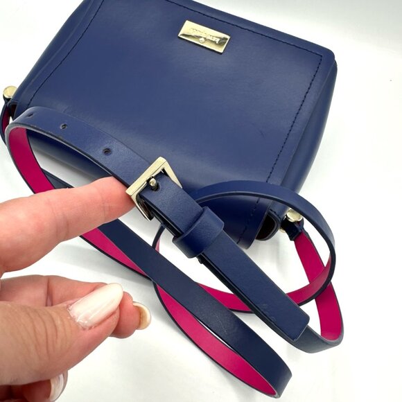 💰 EUC Kate Spade Avva Arbour Hill Smooth Leather Flap Crossbody - Blue/Pink - Picture 14 of 16